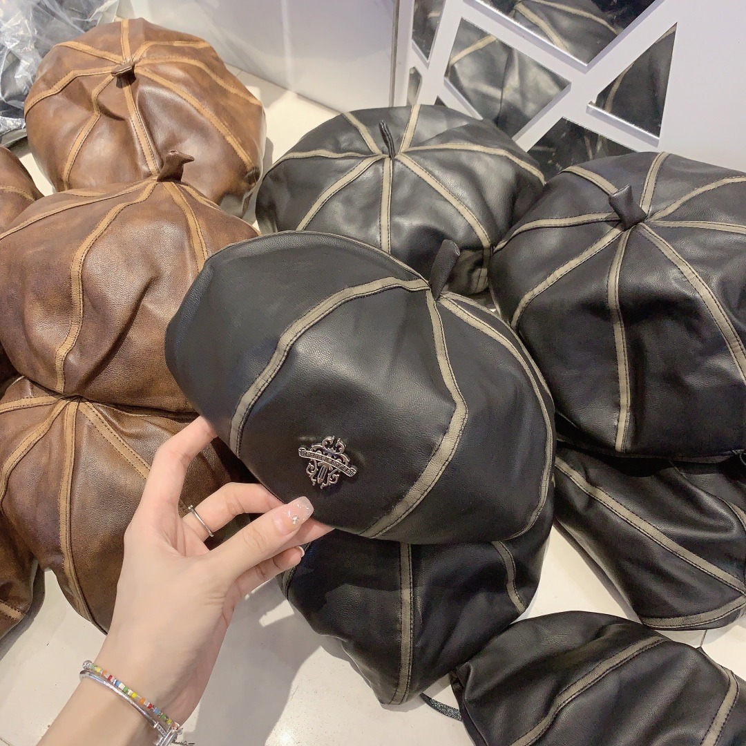 クロムハーツ「Chrome Hearts」クラシック ディストレスドレザー キャップ