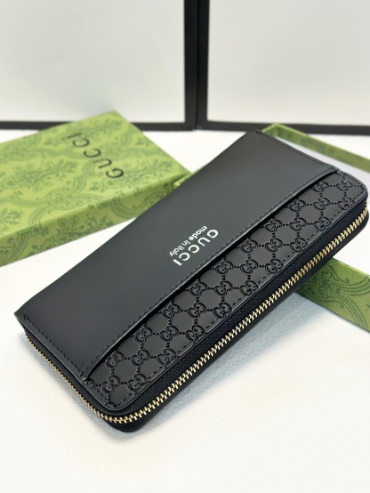 グッチ「Gucci」シグネチャー レザー ウェブ ジップアラウンドウォレット