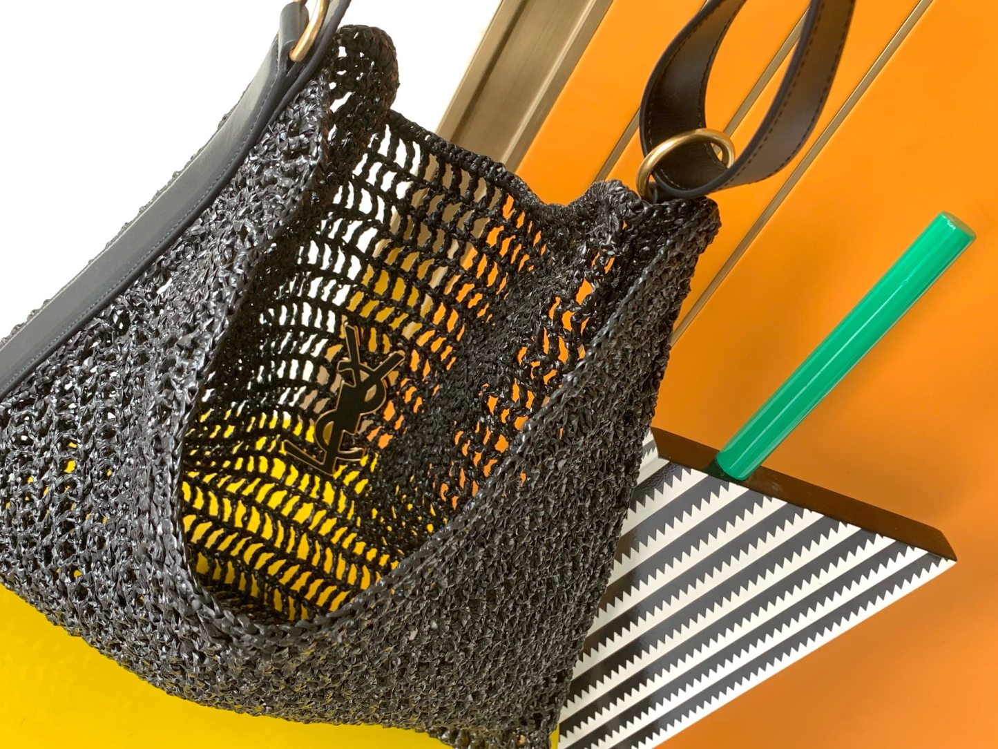 サンローラン「Saint Laurent」OXALIS ラフィア ショルダーバッグ