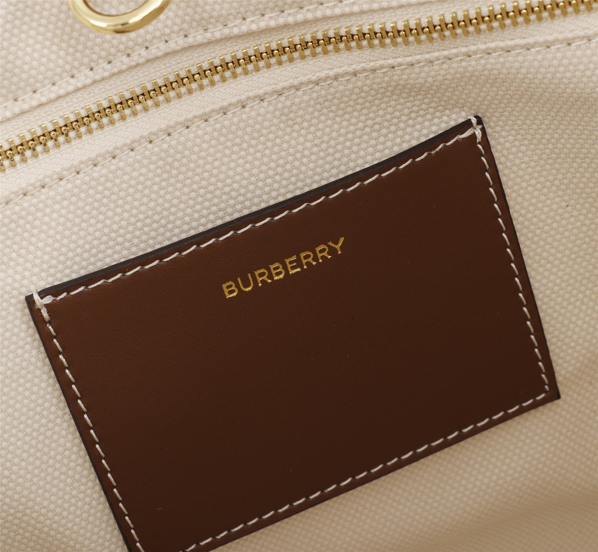 バーバリー「Burberry」ツートーンキャンバス＆レザートートバッグ