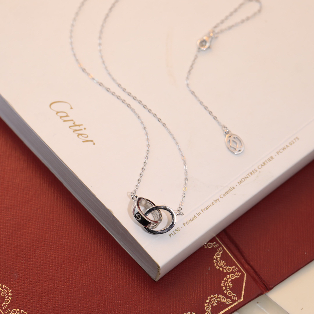 カルティエ「Cartier」ダブルリング マイクロセット ダイヤモンド ネックレス