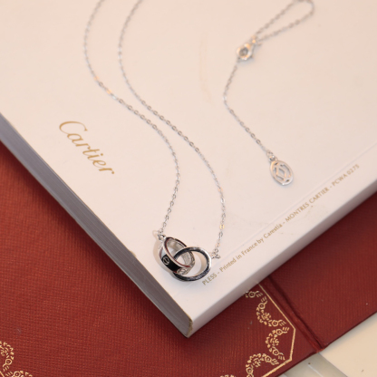 カルティエ「Cartier」ダブルリング マイクロセット ダイヤモンド ネックレス