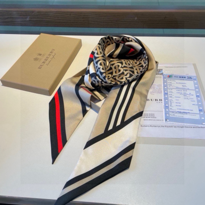バーバリー「Burberry」シルク ツイル スリムスカーフ (180×8cm)
