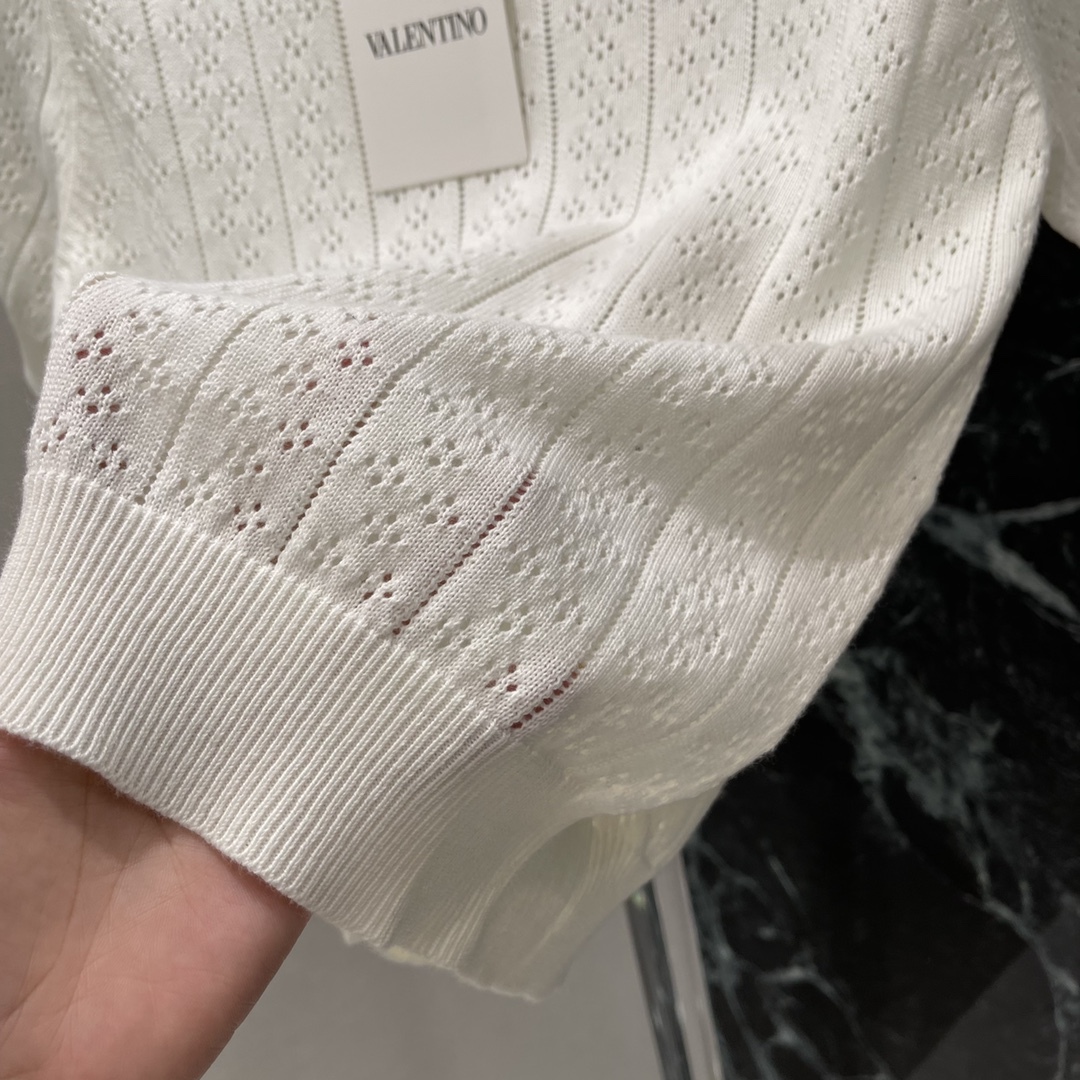 ヴァレンティノ「Valentino」ション ボウタイ レースニット 半袖Tシャツ