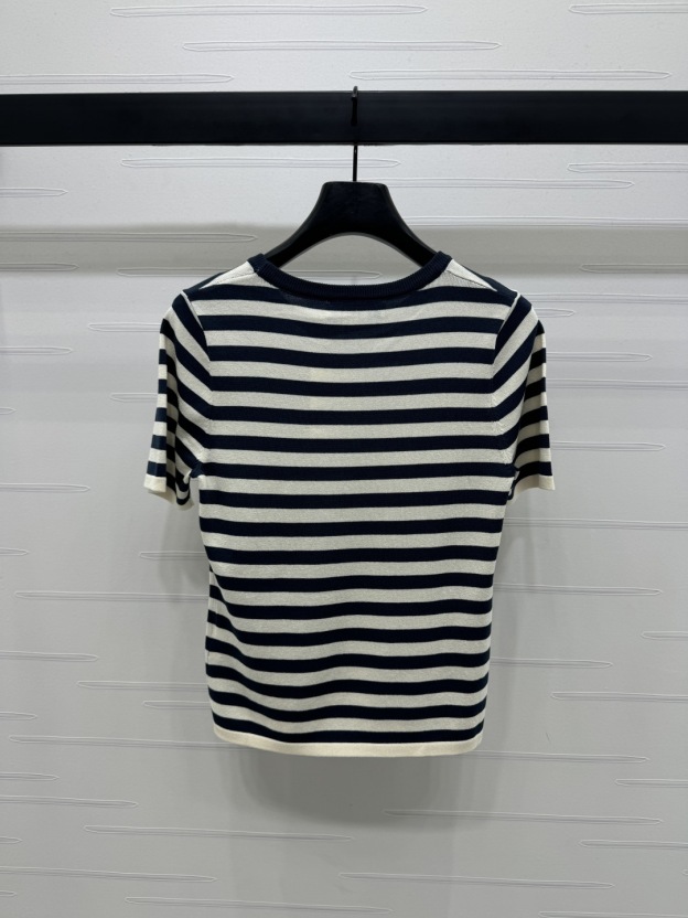 ヴァレンティノ「Valentino」2025 サマーコレクション ストライプ ラウンドネック ニットTシャツ