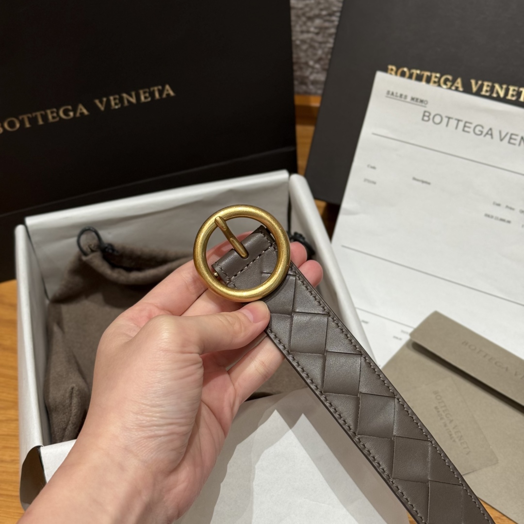 ボッテガ ヴェネタ「Bottega Veneta」イントレチャート リング バックル ベルト100CM