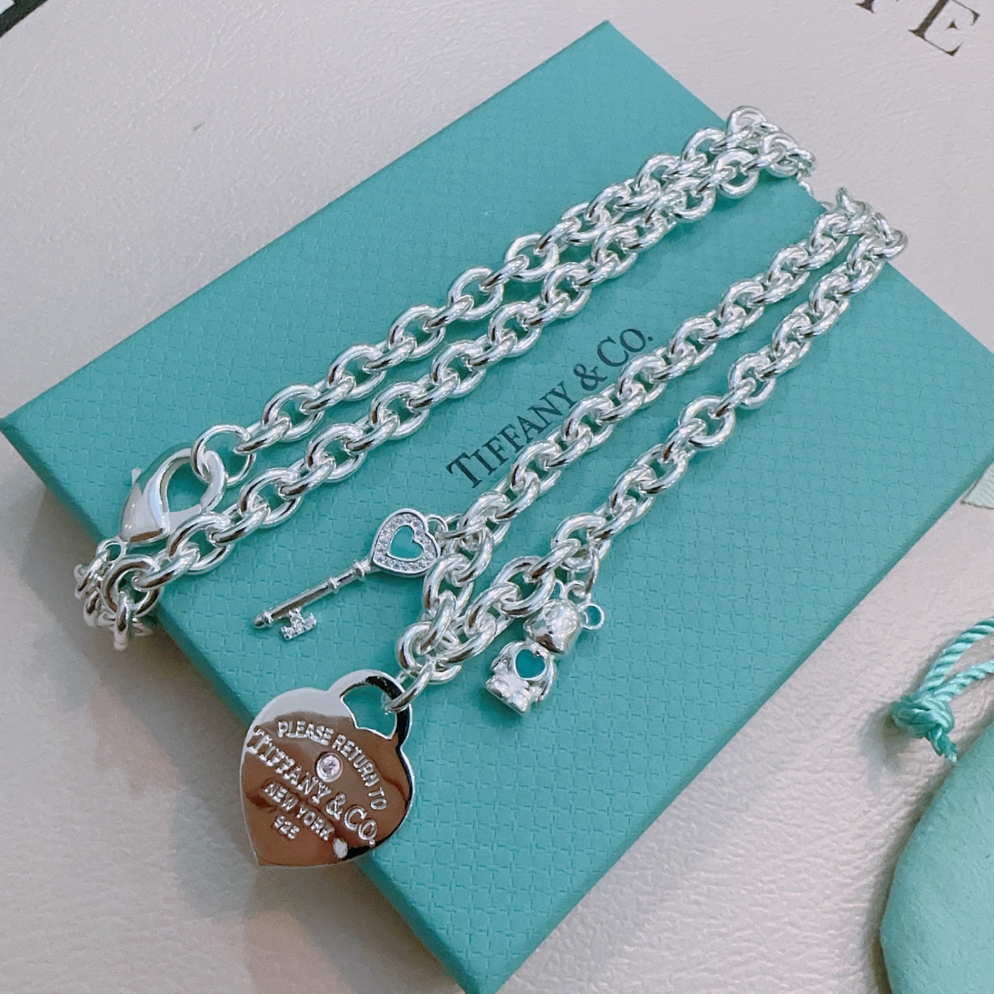 ティファニー「Tiffany & Co.」ハートタグ ネックレス40.6CM