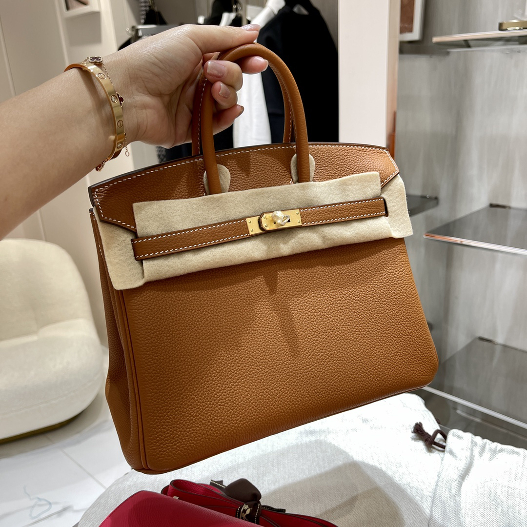 エルメス(Hermès)Birkinバッグ25mmレディースバッグ ゴールドブラウン