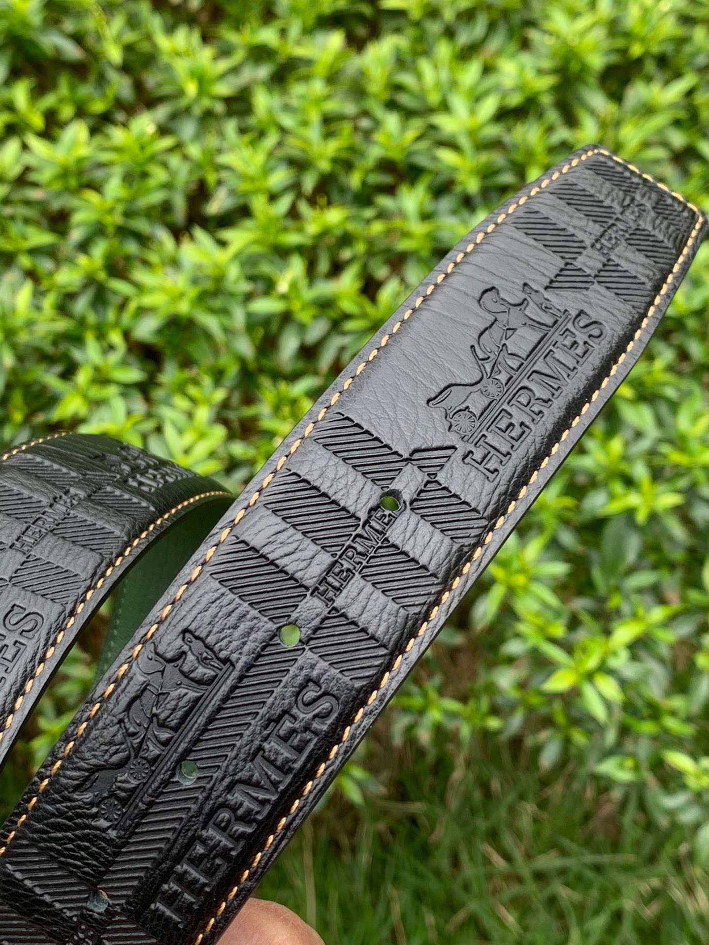 エルメス「Hermès」Jumbo Belt Buckle & ダブルフェイスレザーベルト100cm