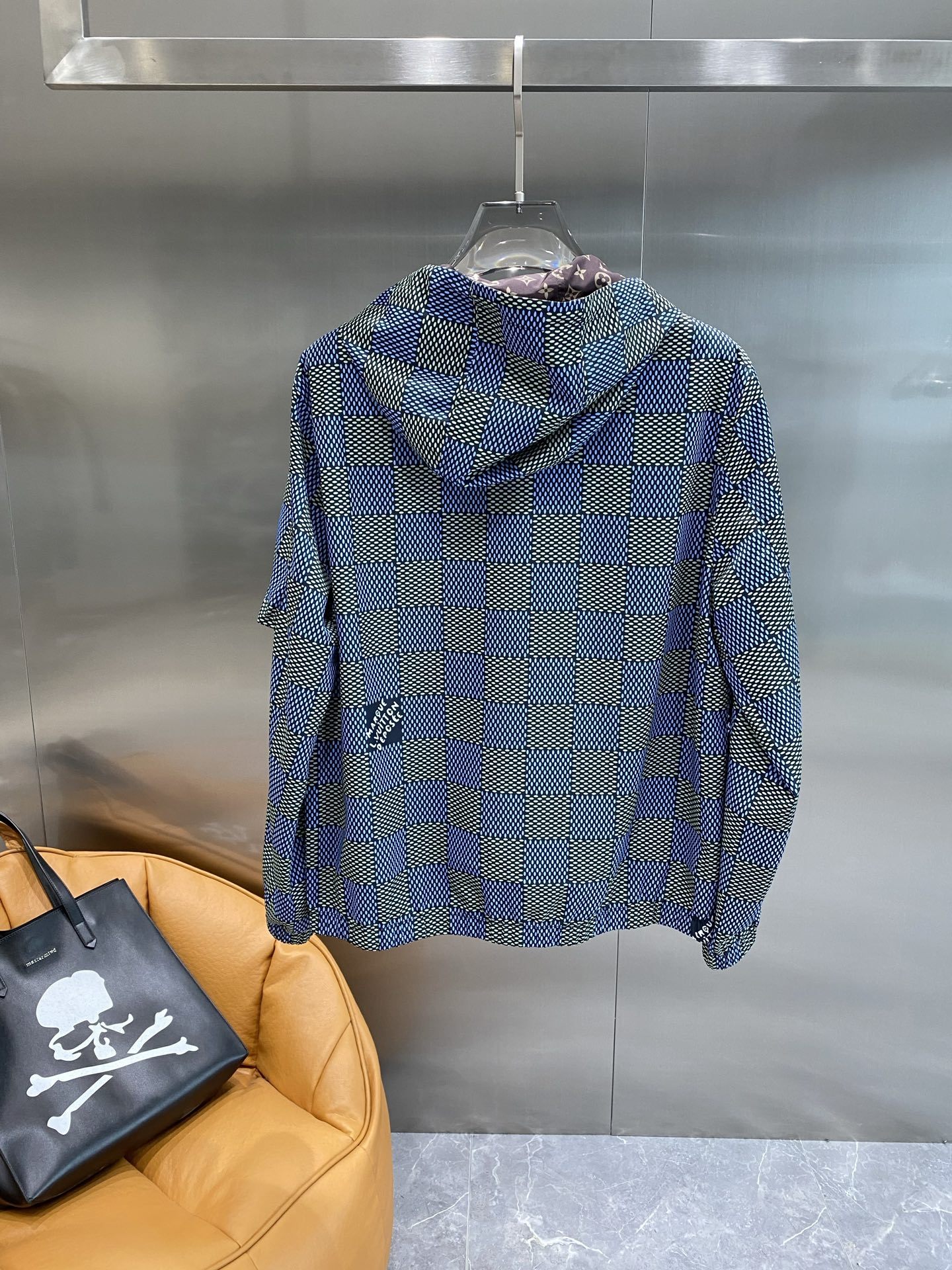 ルイ・ヴィトン「Louis Vuitton」ダブルフェイス チェック フード ジャケット