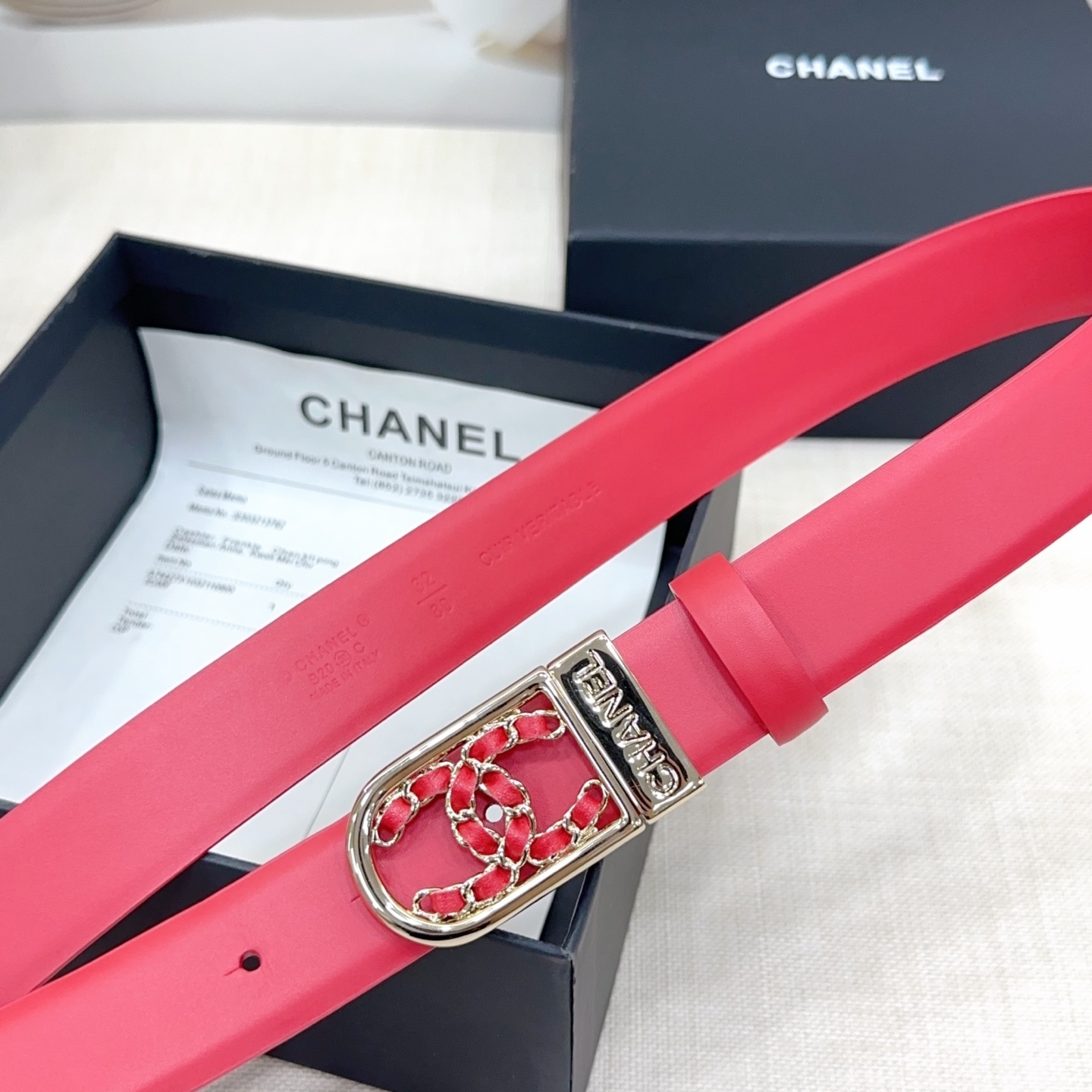 シャネル「Chanel」ダブルフェイス レザー ベルト100CM