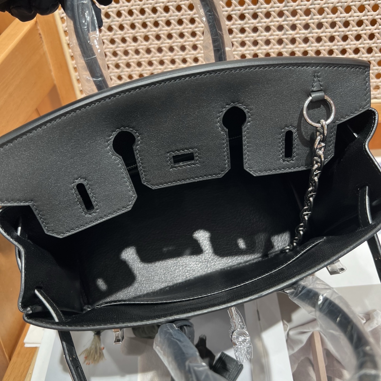 エルメス「Hermès」Rock ブラック スウィフトレザー シルバーハードウェア バッグ