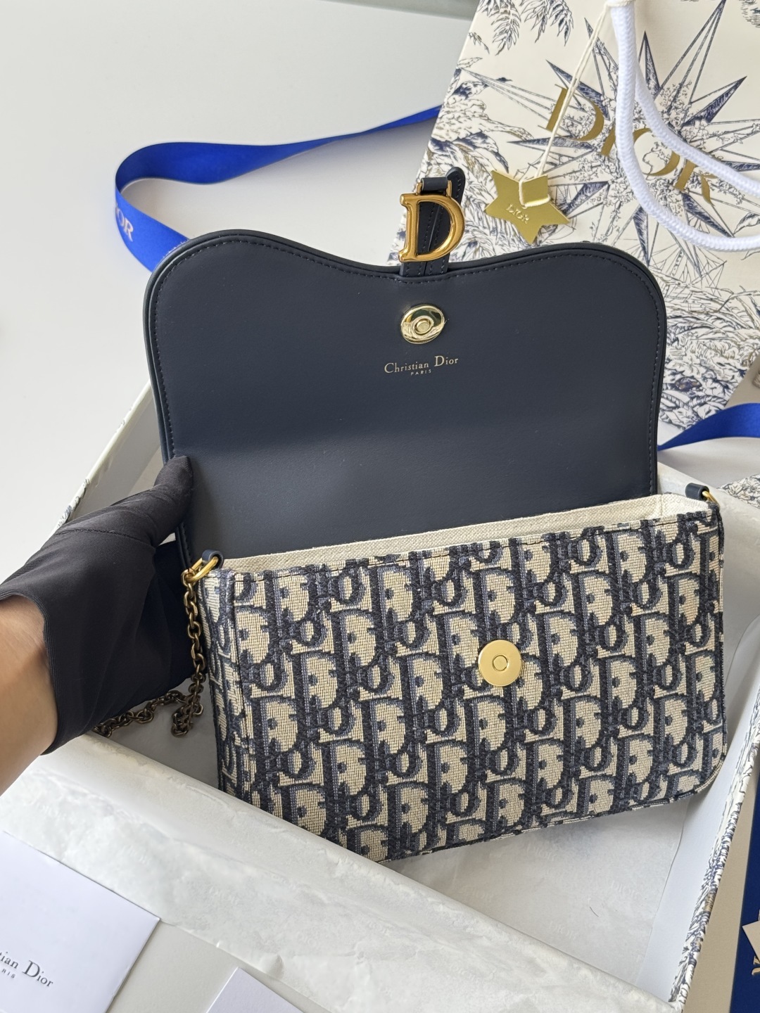 ディオール「Dior」SADDLE チェーン デニム バッグ