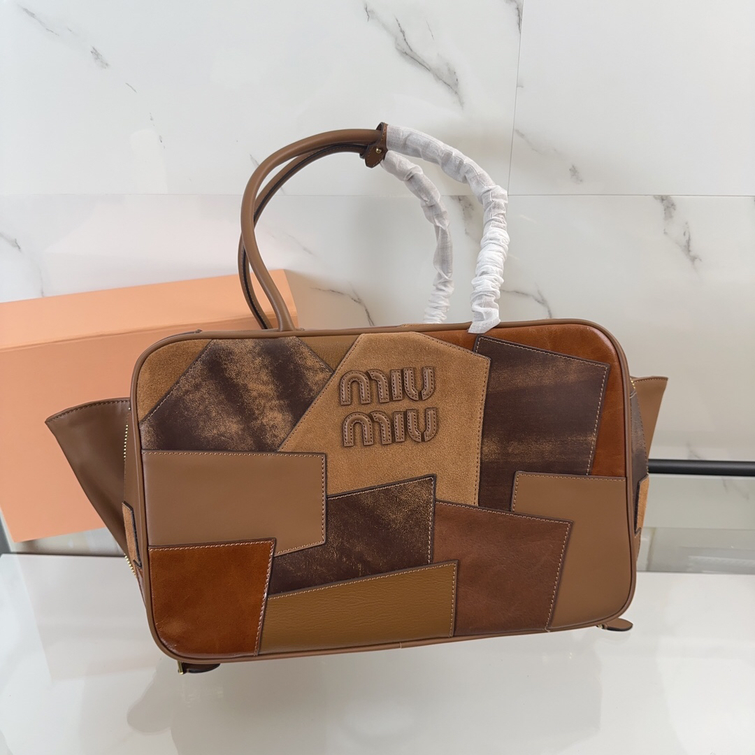 ミュウミュウ「Miu Miu」パッチワーク トートバッグ マルチレザー ラージサイズ