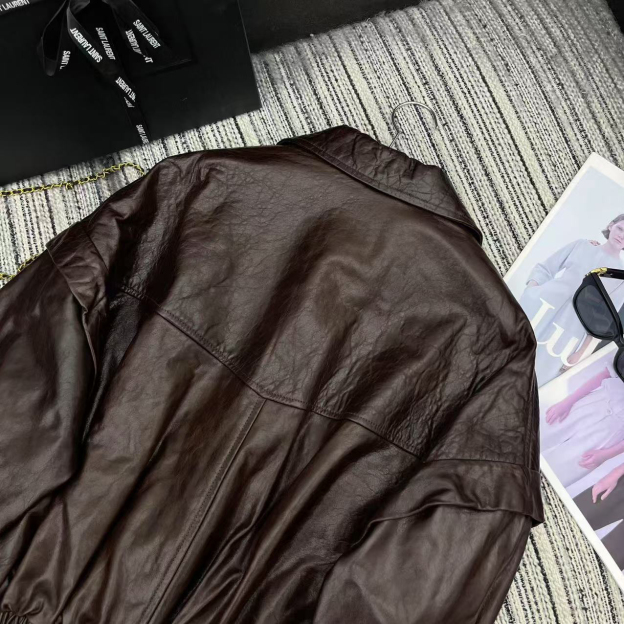 サンローラン「Saint Laurent」 ダブルポケット オーバーサイズ レザージャケット