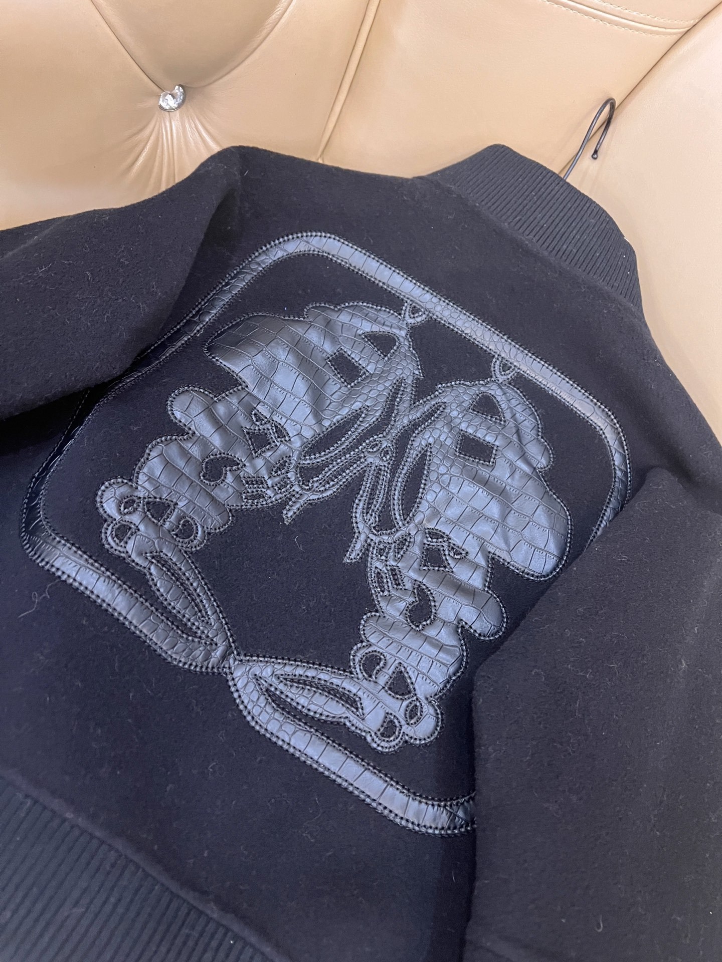 エルメス「Hermès」ダブルフェイス カシミヤ レザー ベースボール ジャケット