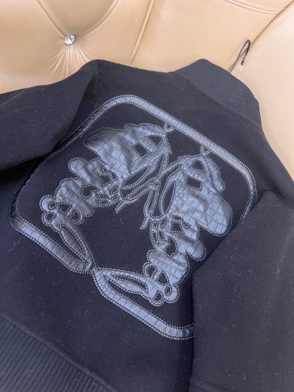 エルメス「Hermès」ダブルフェイス カシミヤ レザー ベースボール ジャケット