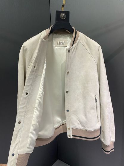 エルメス「Hermès」スエード レザー ベースボール ジャケット