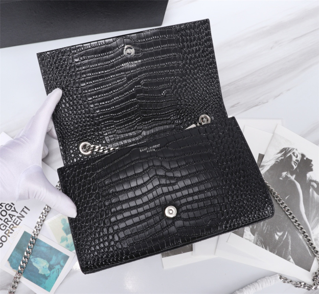 サンローラン「Saint Laurent」KATE 24cm クロコダイル柄フリンジデザイン