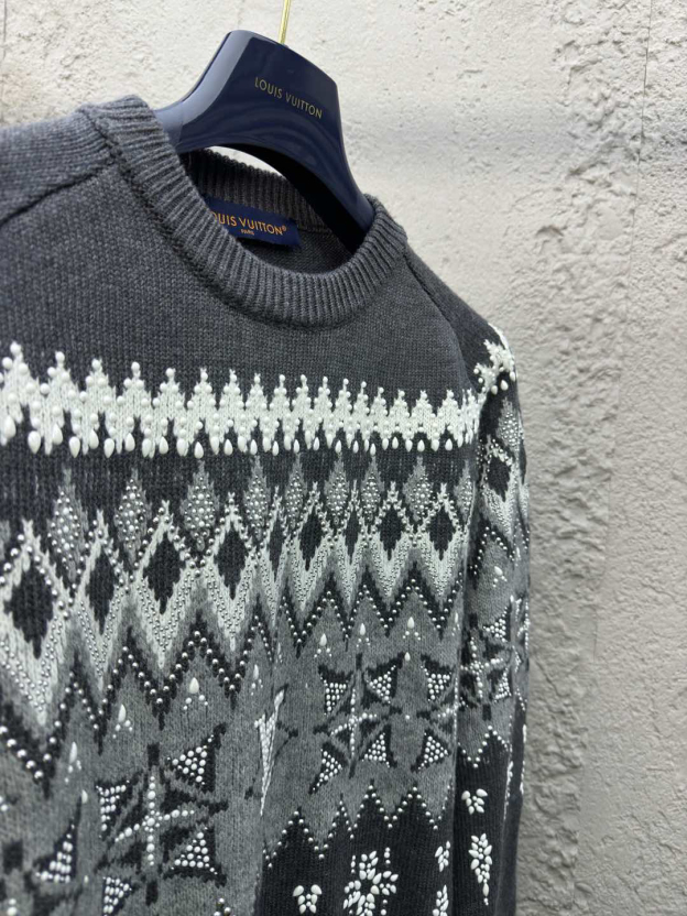 ルイ・ヴィトン「Louis Vuitton」Ski 刺繍ビーズ フィアーアイランドニット セーター
