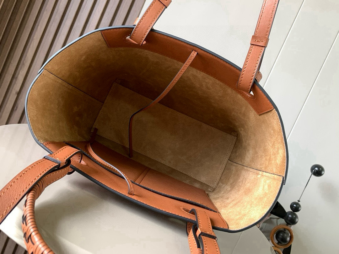 ロエベ「Loewe」Anagram Tote レザー＆リネン トートバッグ