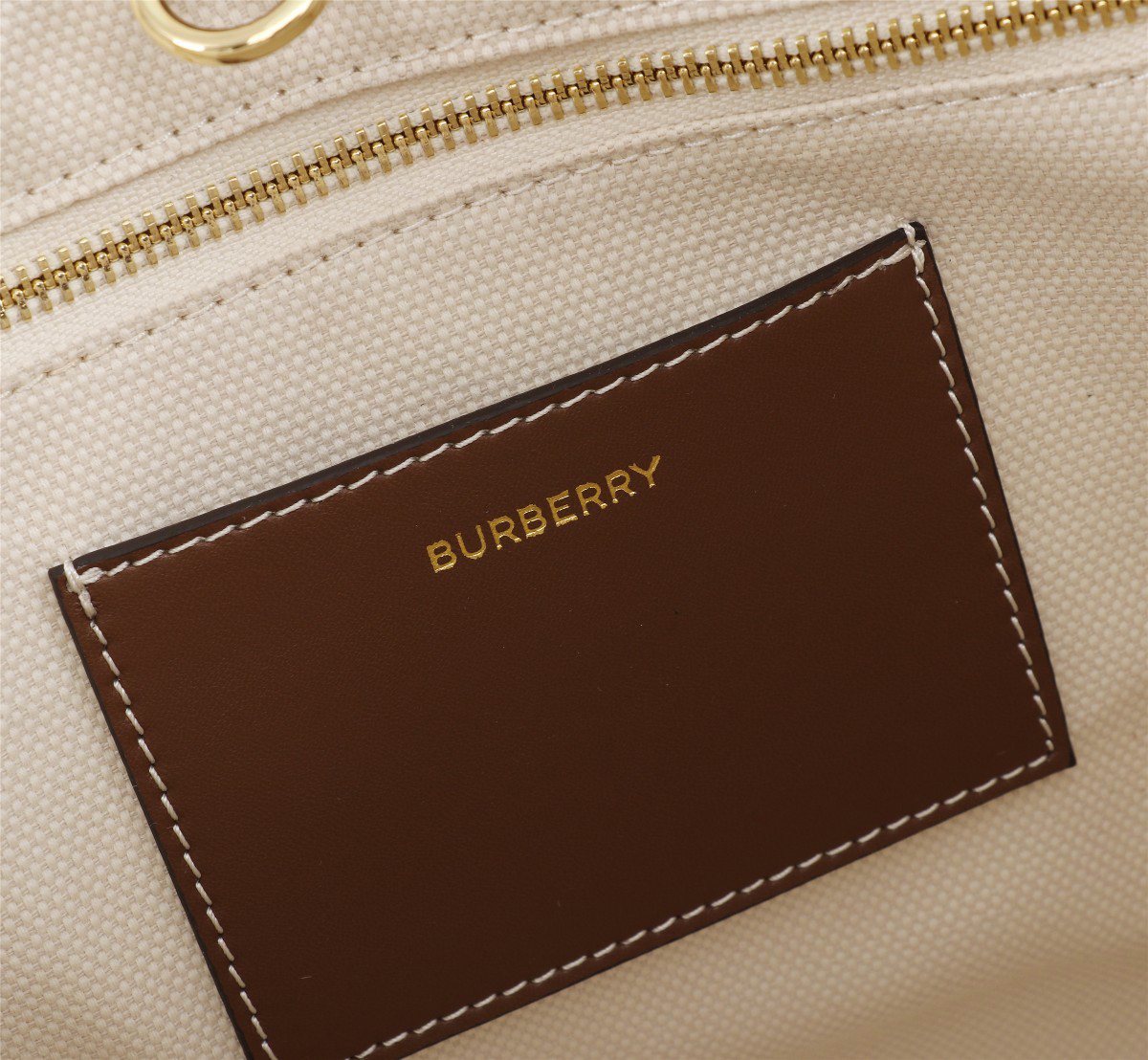 バーバリー「Burberry」ツートーンキャンバス＆レザートートバッグ