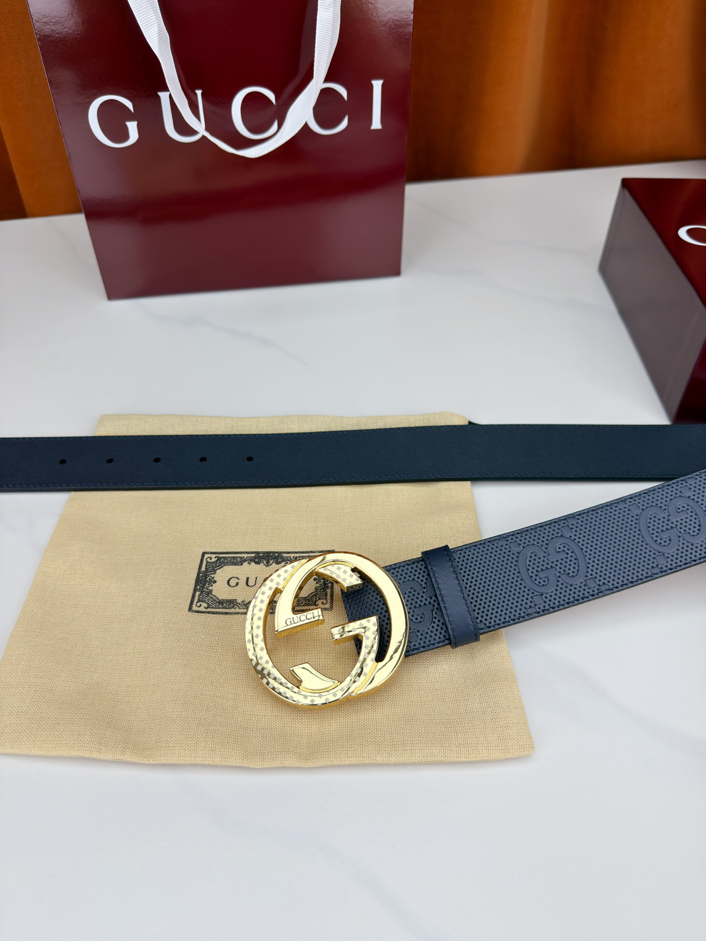 グッチ「Gucci」プレミアム トゴレザーベルト / ハイエンドウエストベルト38mm