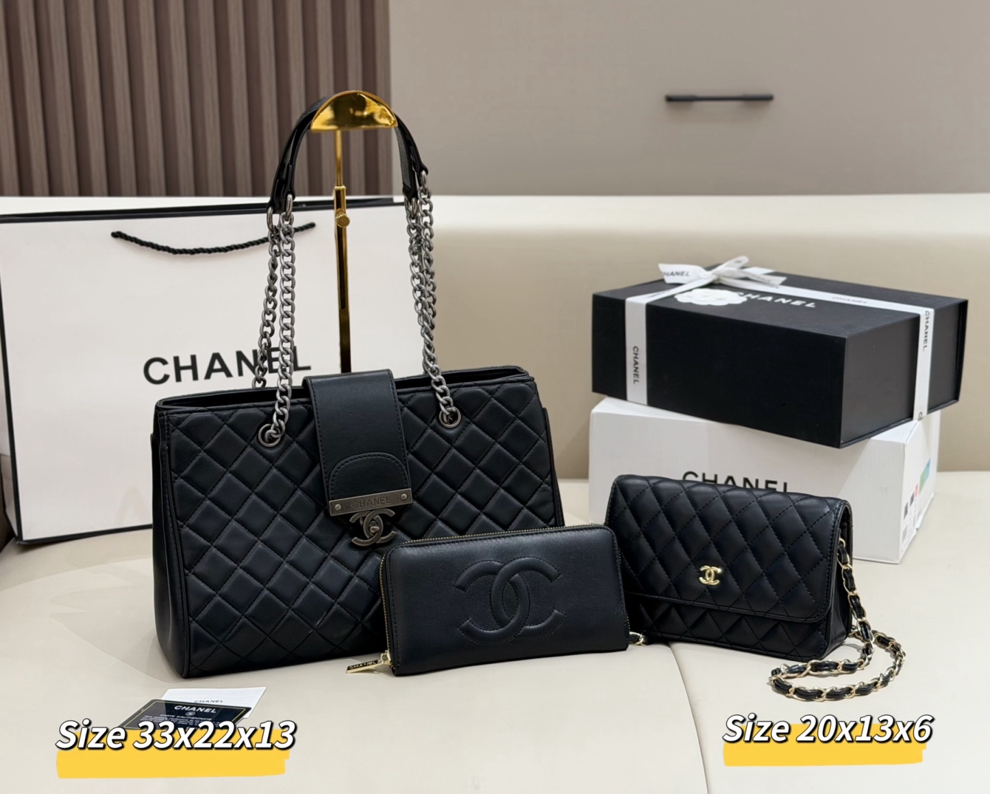 シャネル「Chanel」コンビネーションバッグ3点セット / トートバッグ＆ポーチセット