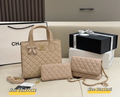 シャネル「Chanel」コンビネーションバッグ3点セット / トートバッグ＆ポーチセット