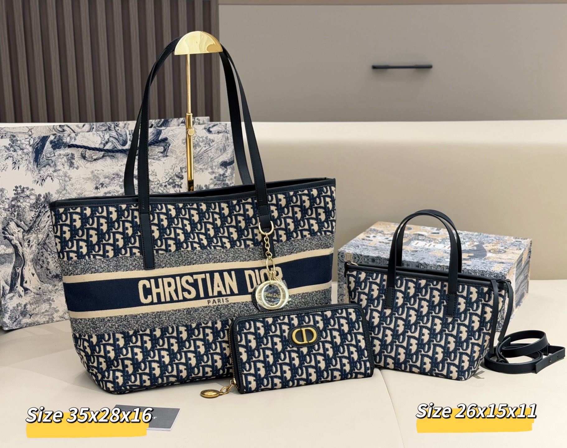 ディオール「Dior」コンビネーションバッグ3点セット / トートバッグ＆ポーチセット