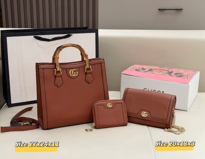 グッチ「Gucci」コンビネーションバッグ3点セット / トートバッグ＆ポーチセット