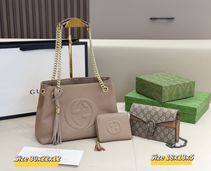 グッチ「Gucci」コンビネーションバッグ3点セット / トートバッグ＆ポーチセット