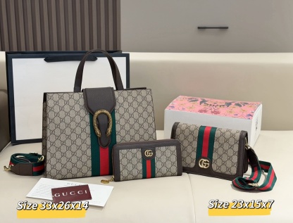 グッチ「Gucci」コンビネーションバッグ3点セット / トートバッグ＆ポーチセット