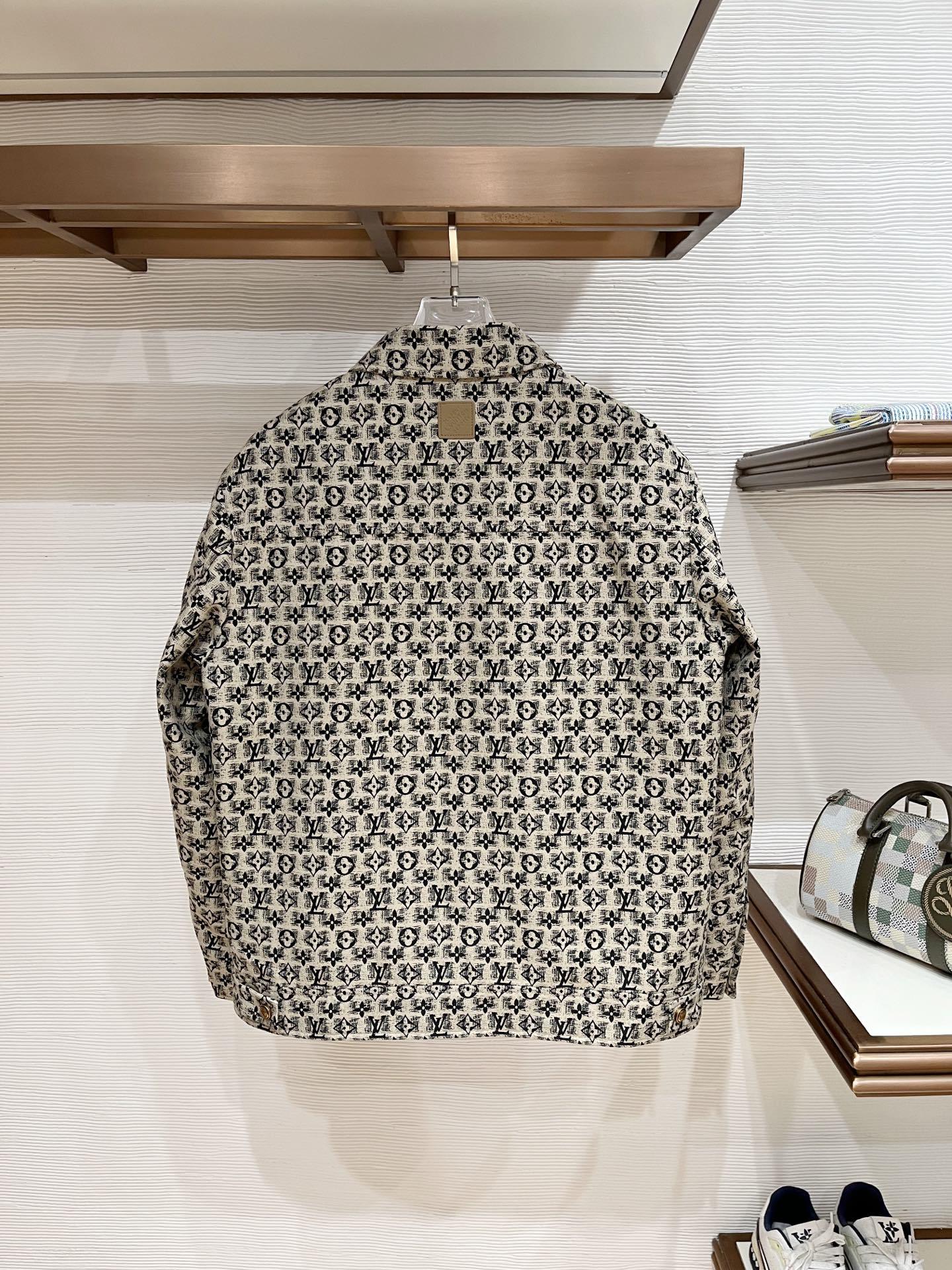 ルイ・ヴィトン「Louis Vuitton」モノグラム柄 ジャカード フリップカラー ジャケット / ワークジャケット