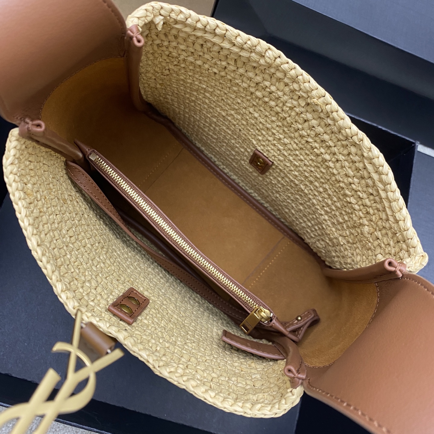 サンローラン「Saint Laurent」ラフィア編み ホボバッグ