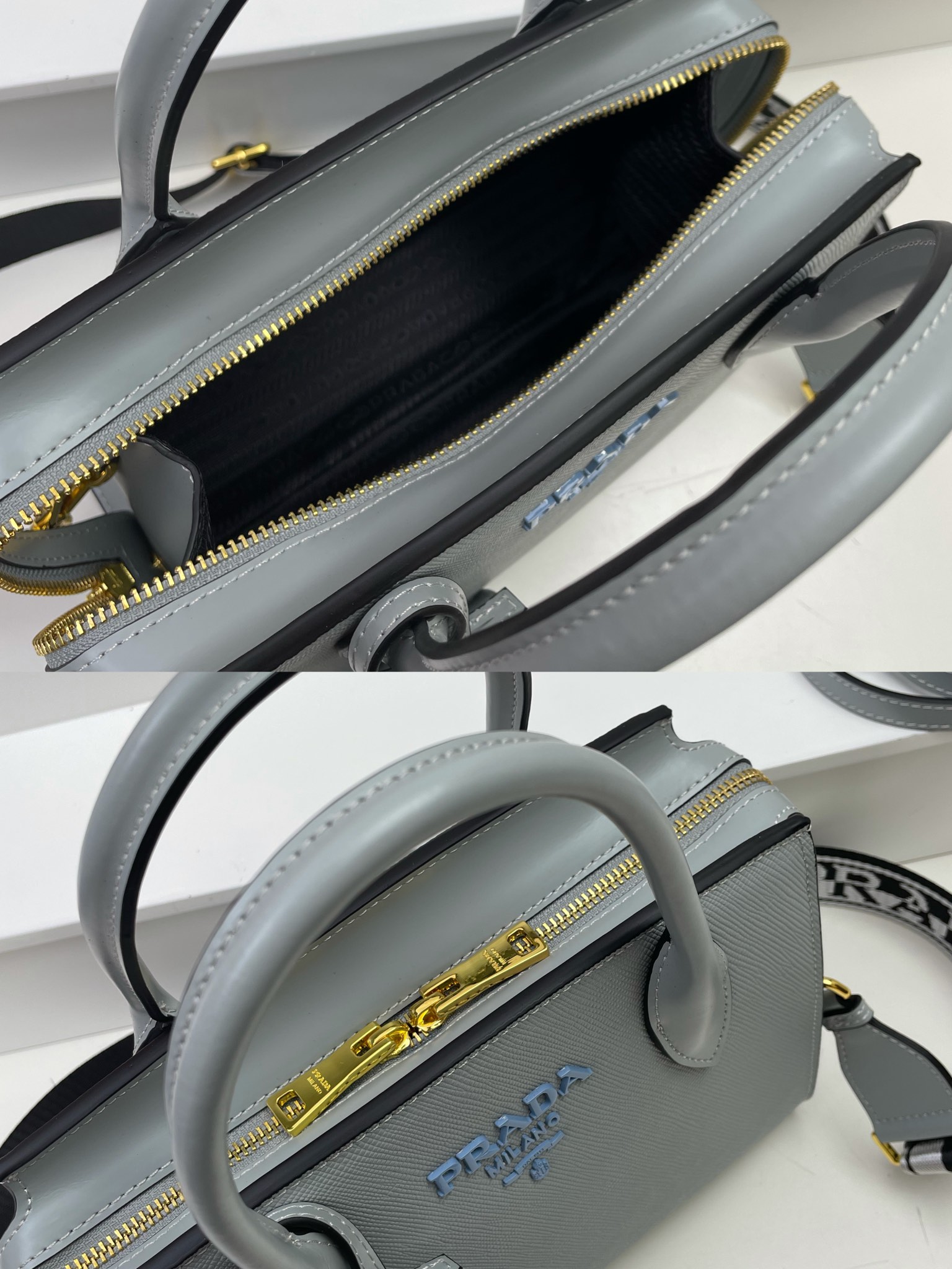 プラダ「Prada」ダブルストラップ ジップトップバッグ