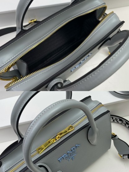 プラダ「Prada」ダブルストラップ ジップトップバッグ