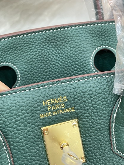 エルメス「Hermès」Birkin 30 ナパレザー×キャンバス ツートン ショルダーバッグ（シルバーハードウェア）
