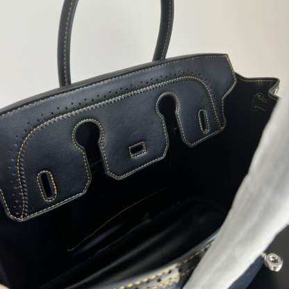 エルメス「Hermès」Birkin 30 ツートーン キャンバス×レザー ショルダーバッグ