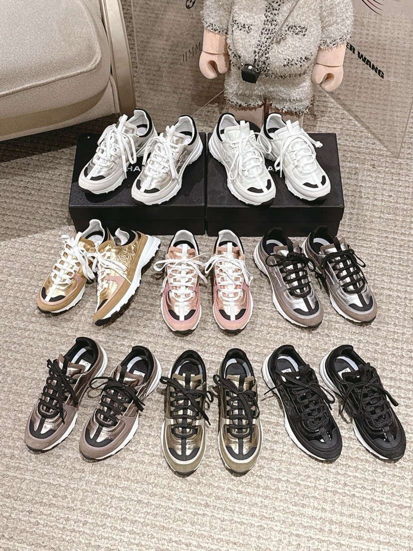 シャネル「Chanel」シャネル スタイル レザースニーカー (パンダカラー) / レジャースニーカー