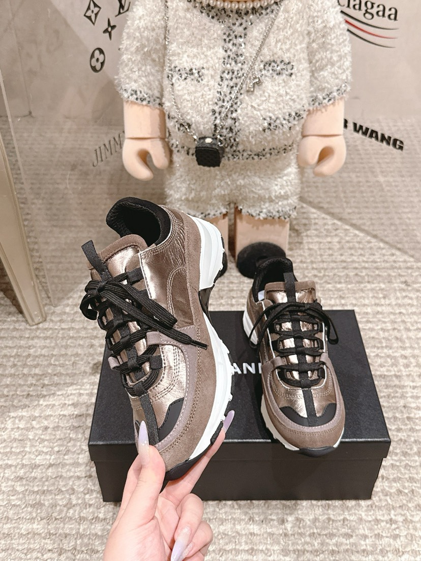 シャネル「Chanel」シャネル スタイル レザースニーカー (パンダカラー) / レジャースニーカー