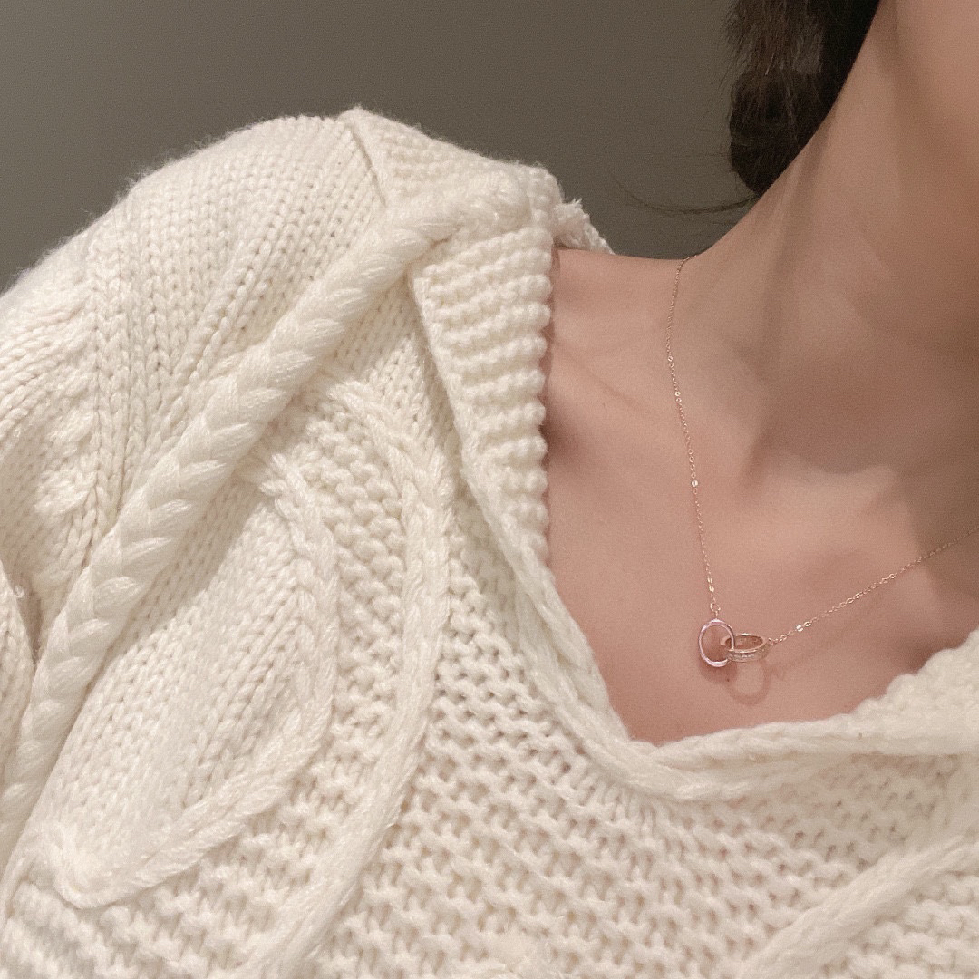 カルティエ「Cartier」ダブルリング マイクロセット ダイヤモンド ネックレス