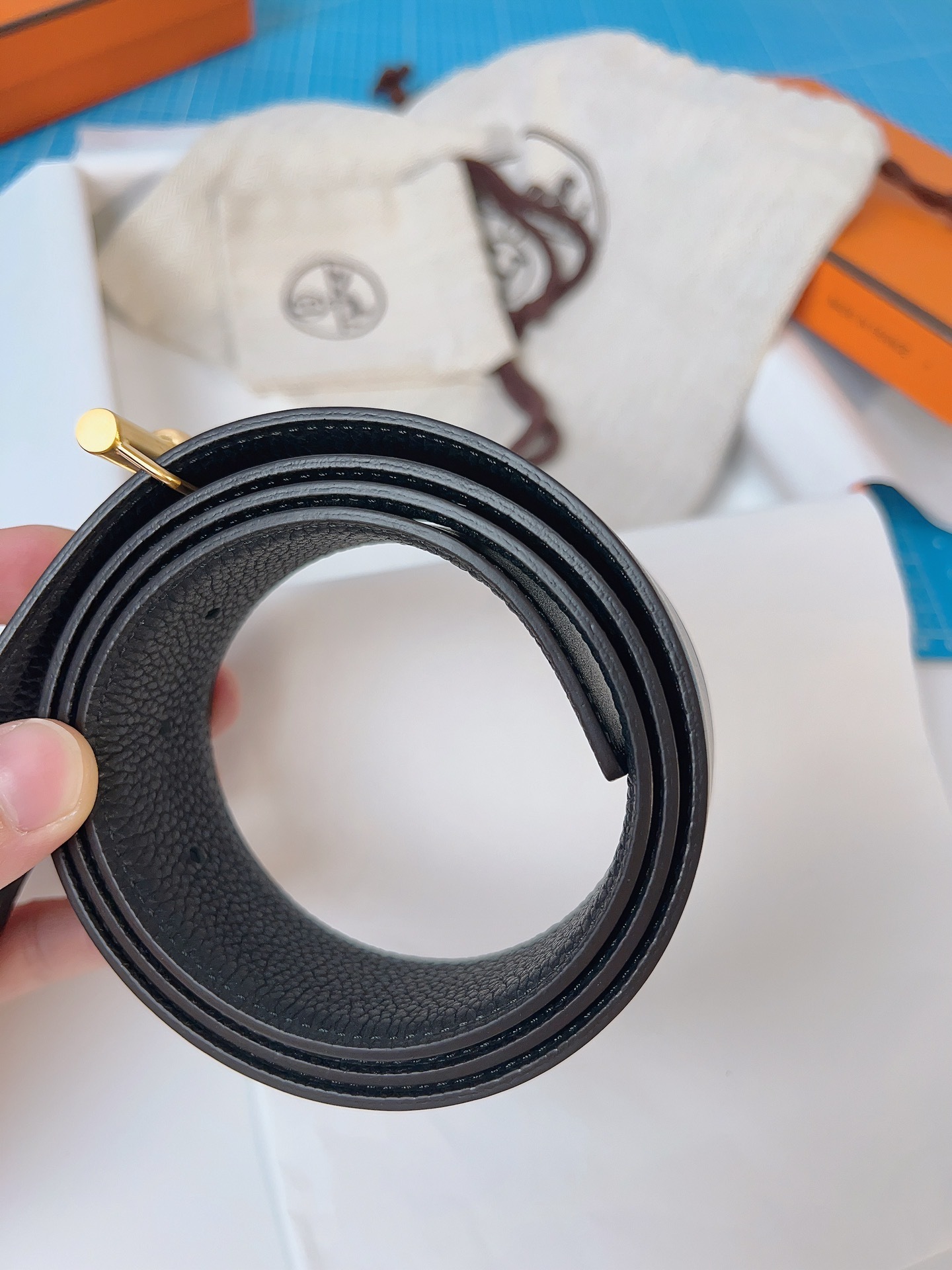 エルメス「Hermès」 ダブルフェイス トゴ革 ベルト100MM