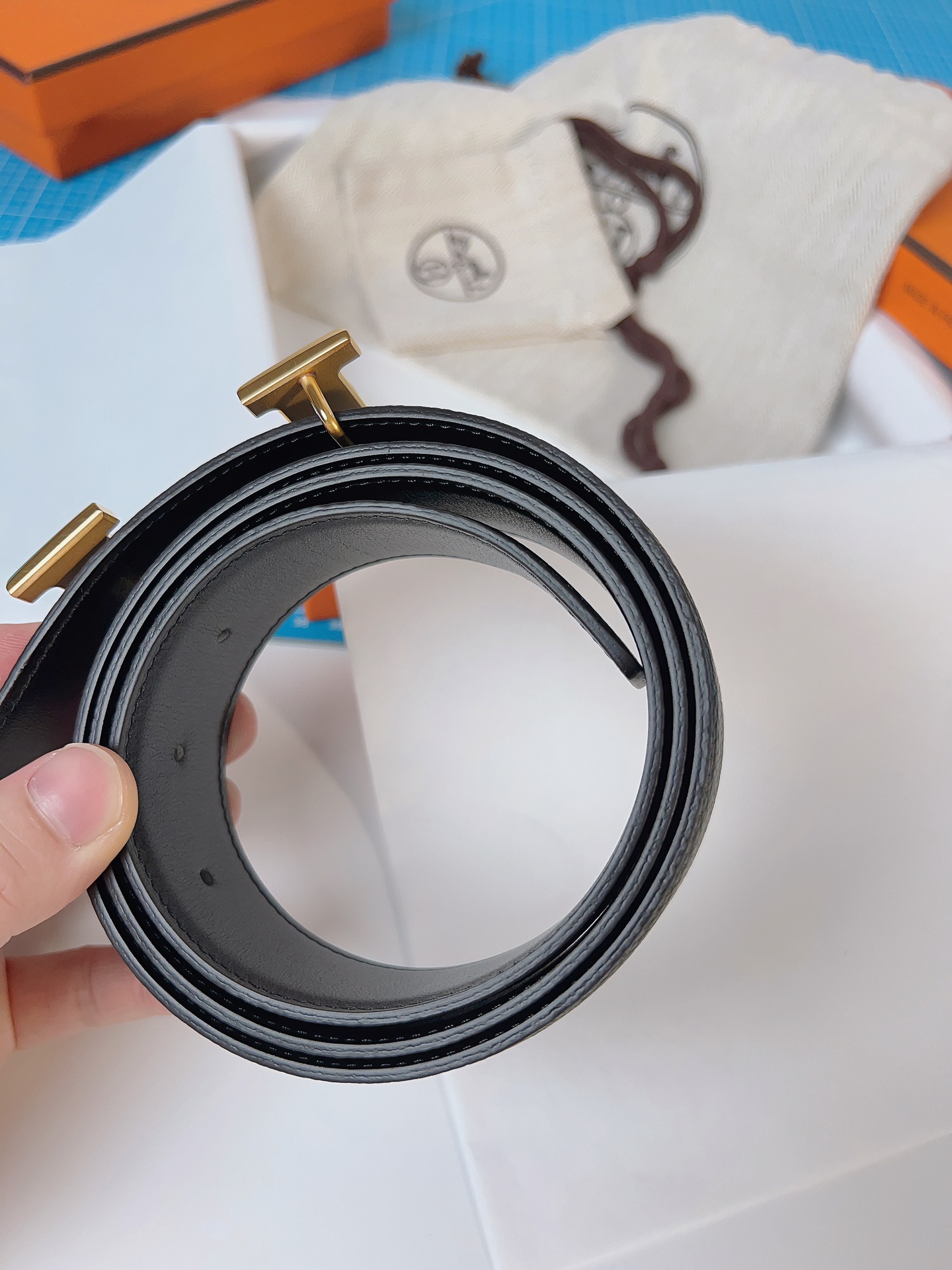 エルメス「Hermès」 ダブルフェイス トゴ革 ベルト100MM