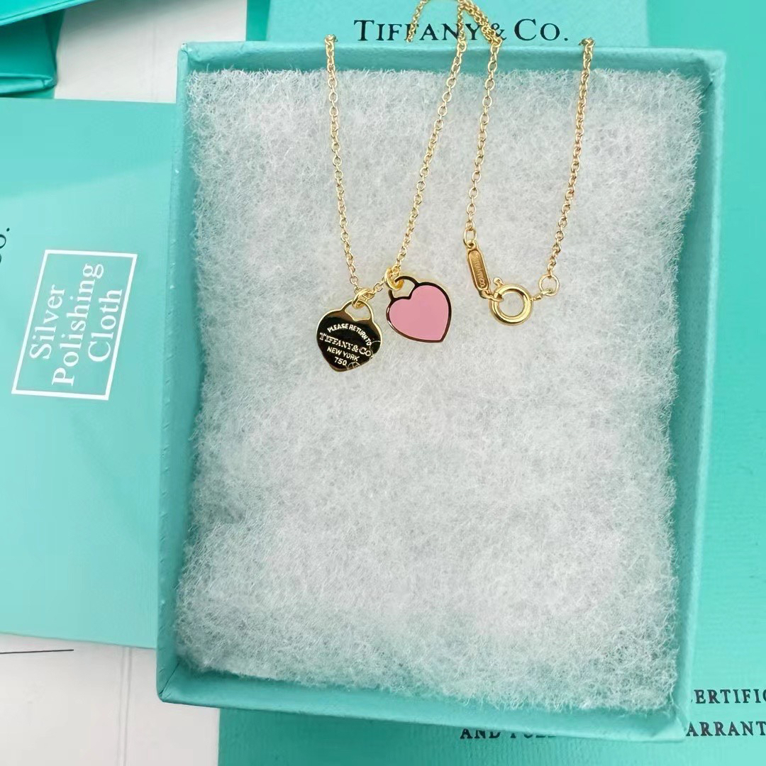 ティファニー「Tiffany & Co.」ダブルハート レッドエナメルネックレス