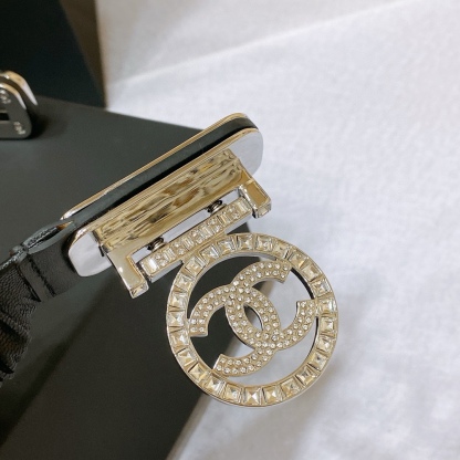 シャネル「Chanel」ワイドバックル レザーベルト ベルト100CM