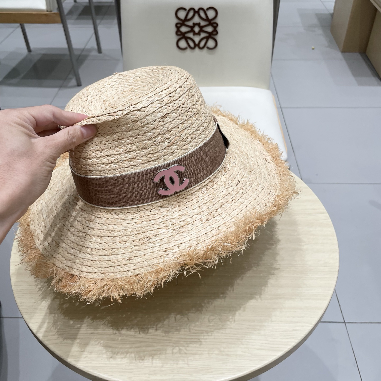 シャネル「Chanel」ラフィア ワイドブリム サンハット ハット