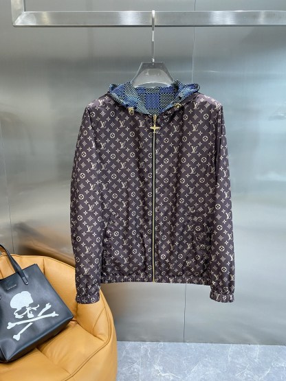 ルイ・ヴィトン「Louis Vuitton」ダブルフェイス チェック フード ジャケット