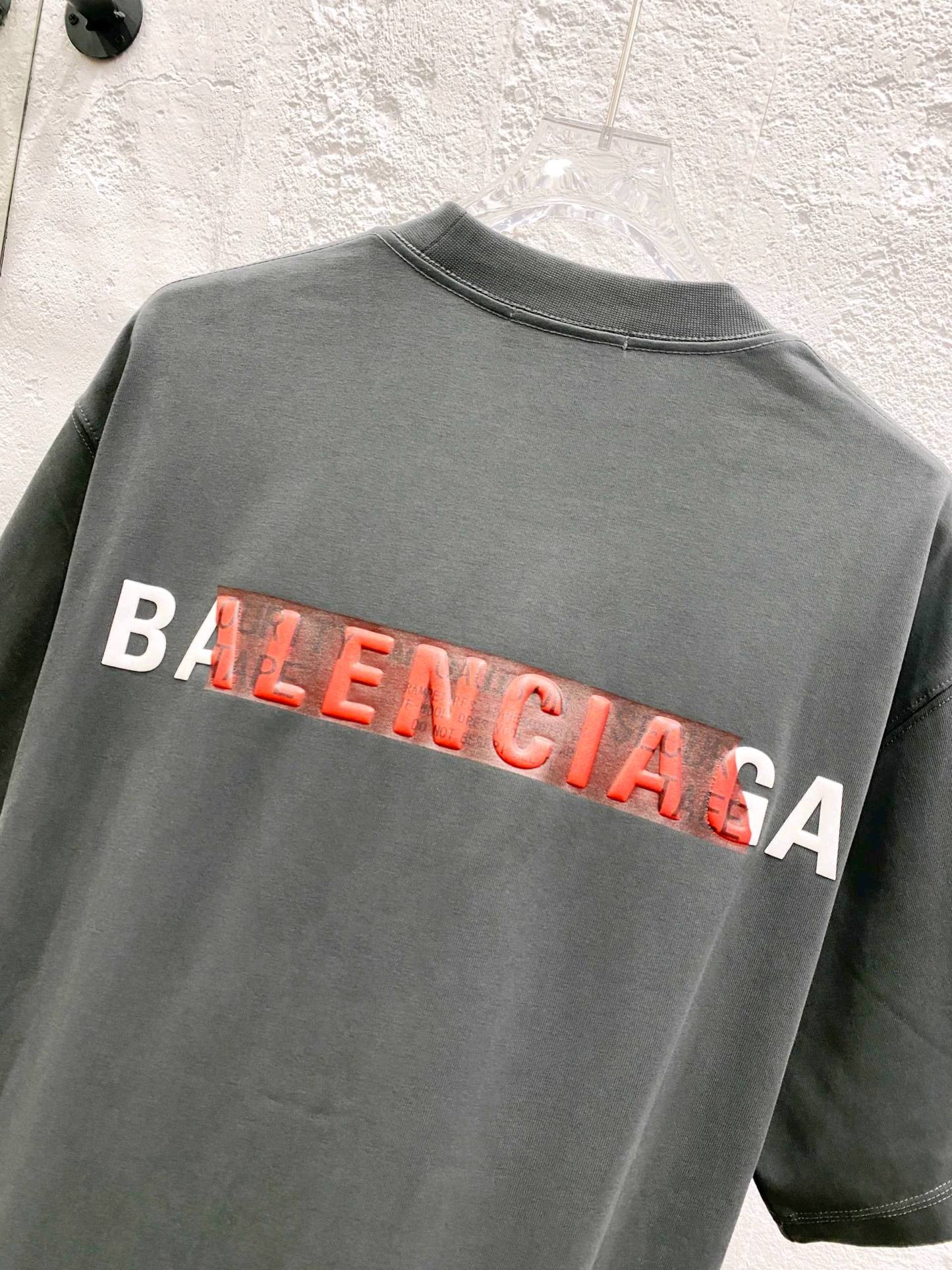 バレンシアガ「Balenciaga」ハイネックプレミアムコットン半袖Tシャツ