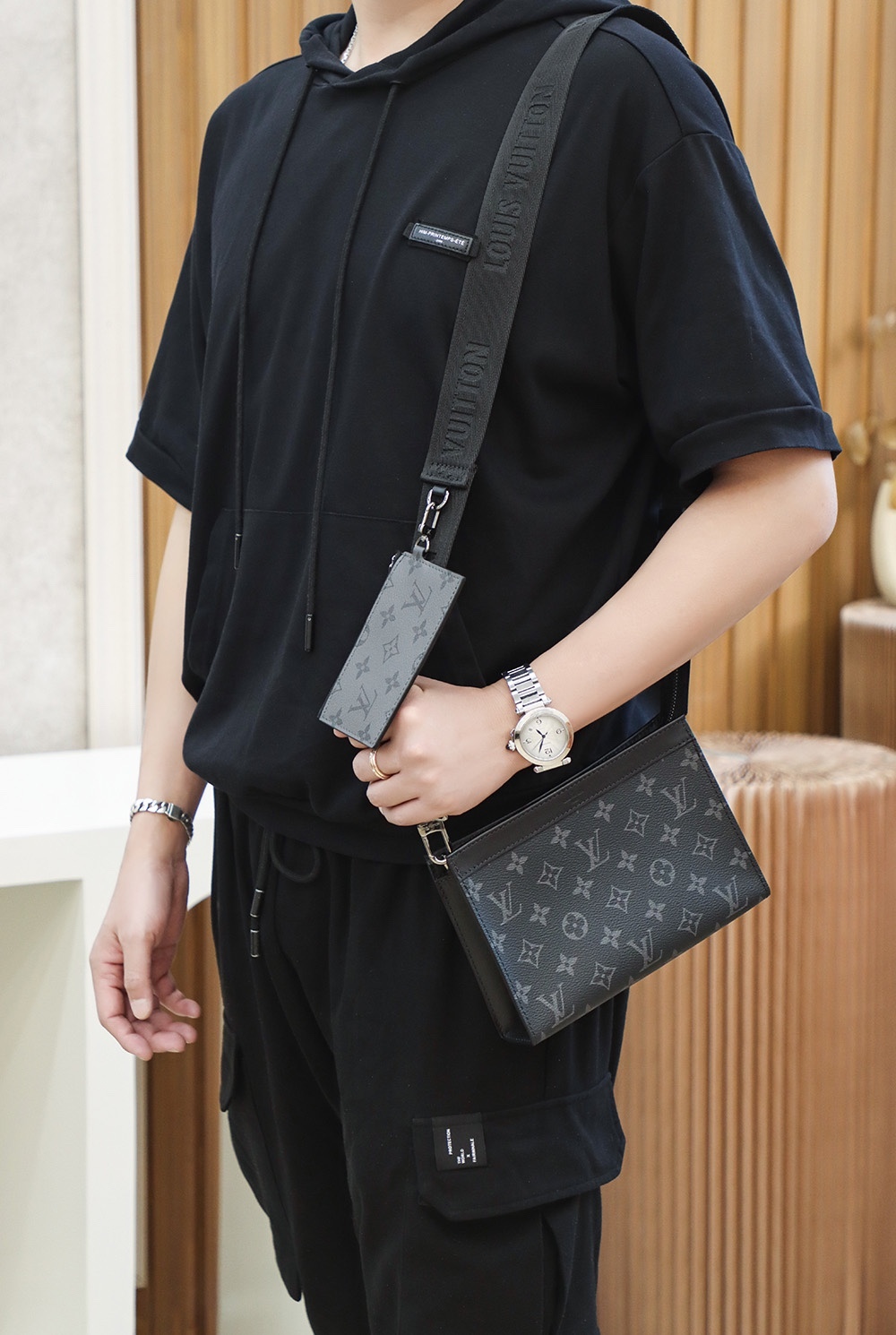ルイ・ヴィトン「Louis Vuitton」Monogram Eclipse ポシェット・アクセソワール メンズバッグ